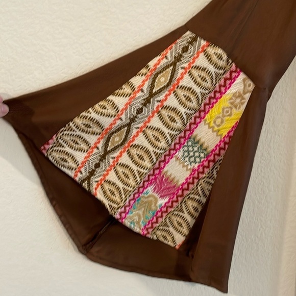 Judith March Anthropologie Women Tunic Large Brown Embroidered Lagenlook - Picture 7 of 16